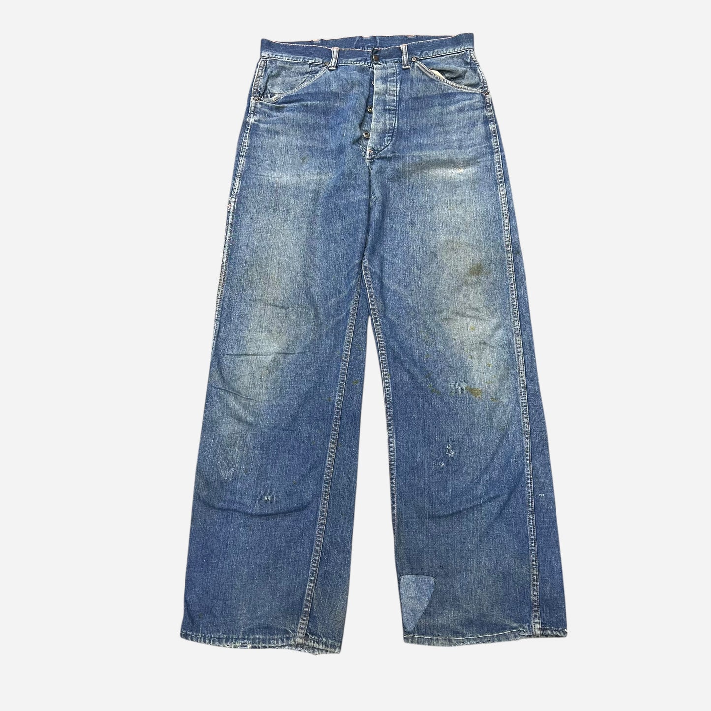 1940s Unbranded donut button fly carpenter denim jeans (32w)
