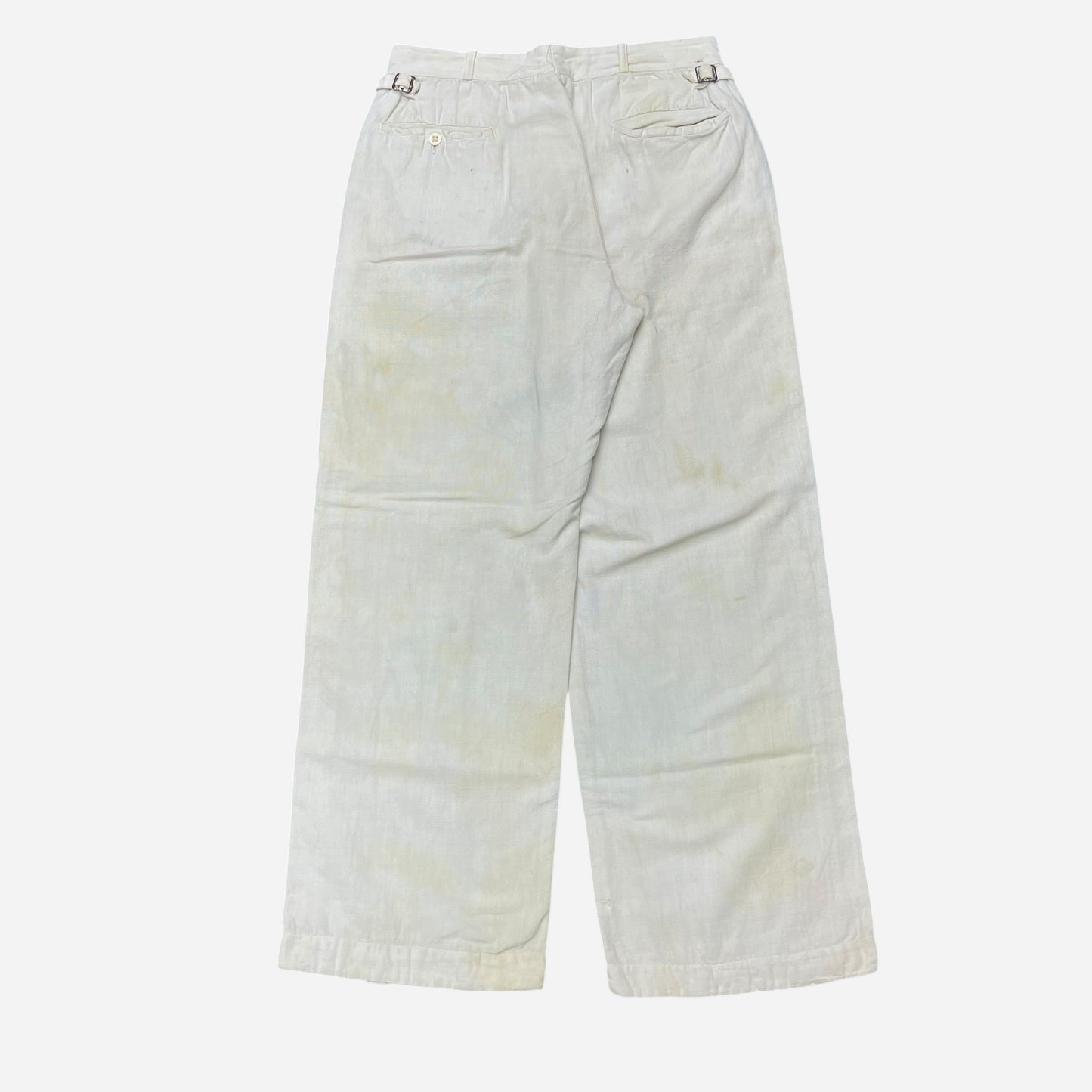 1930s White cotton side clasp work pants (29w)