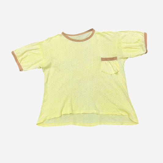 1950s Yellow brown two toned pocket t shirt (S/M)