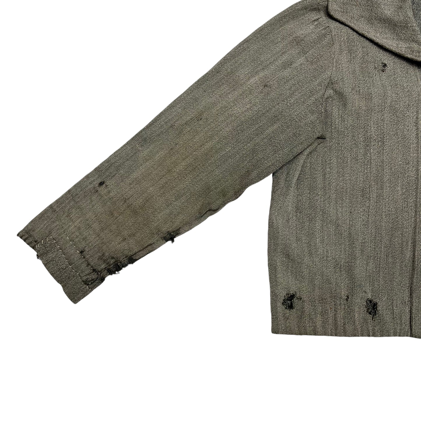 1920s Homemade salt and pepper shawl collar cotton work shirt (S)