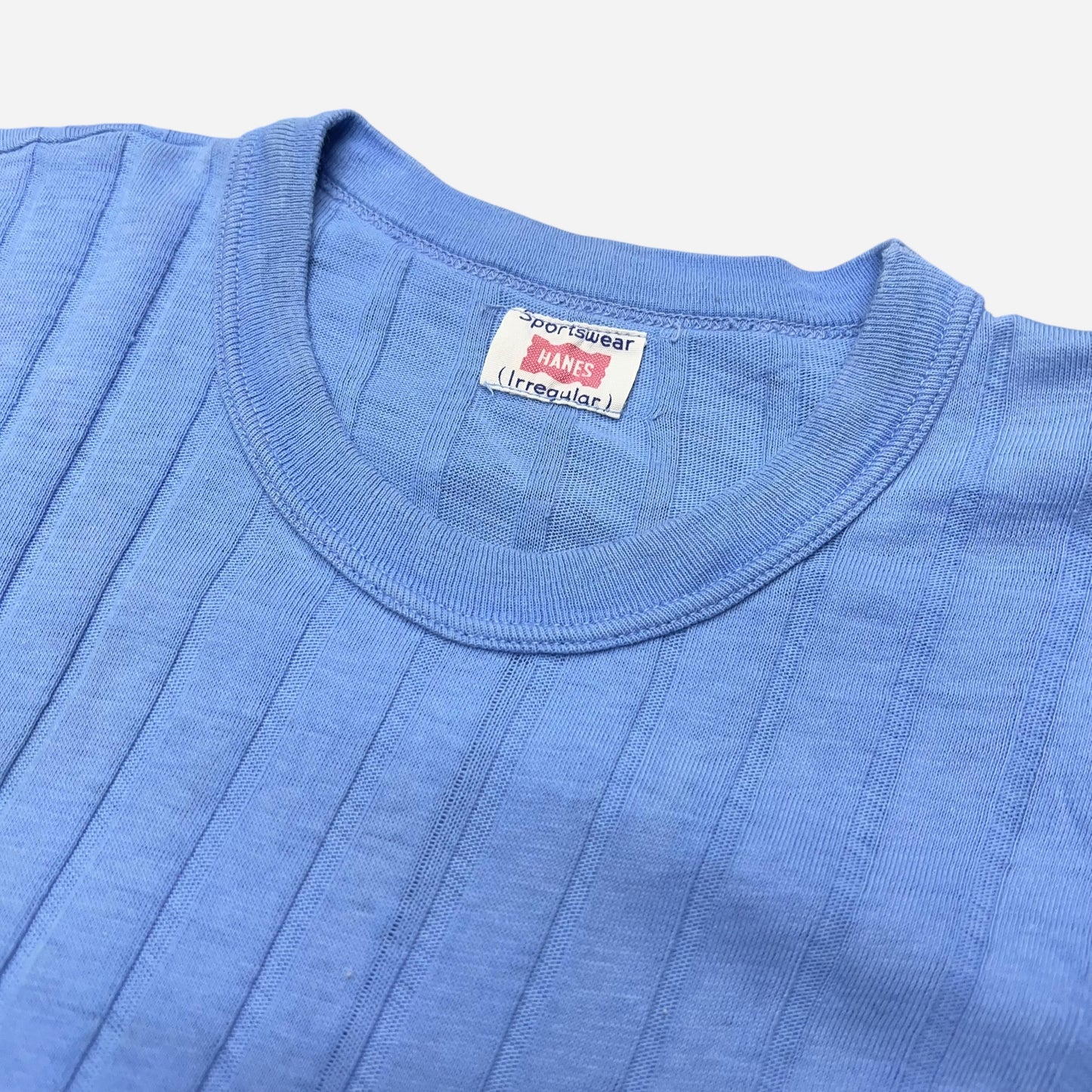 1960s Hanes blue ribbed pocket t shirt (S/M)
