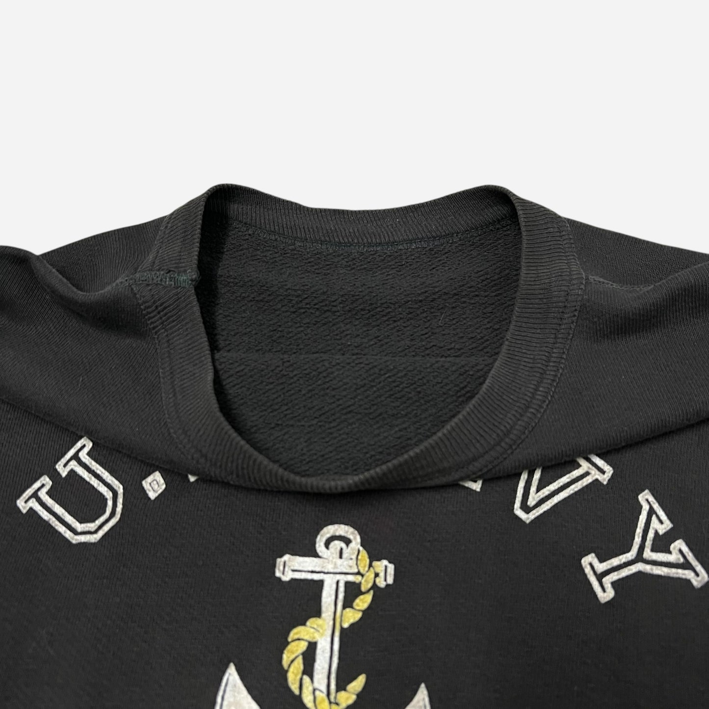 1950s US Navy black flock print sweat shirt (M/L)