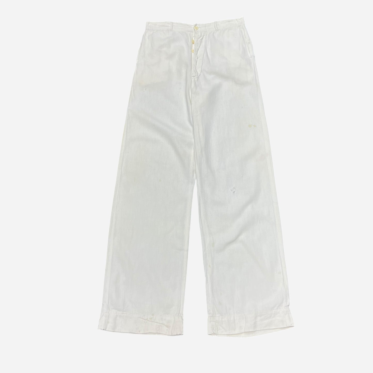 1930s White cotton button fly summer pants (29w)