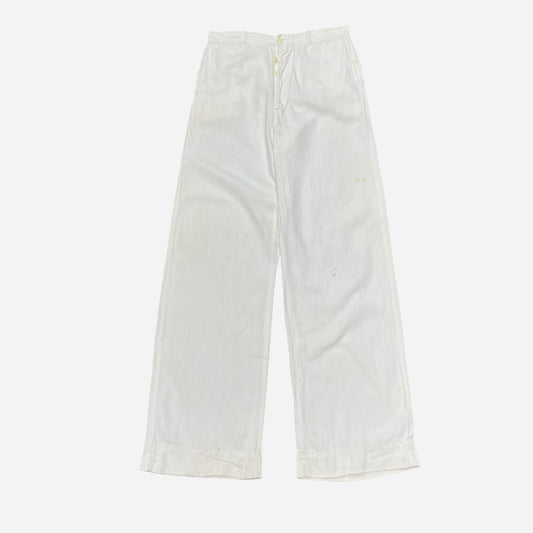 1930s White cotton button fly summer pants (29w)