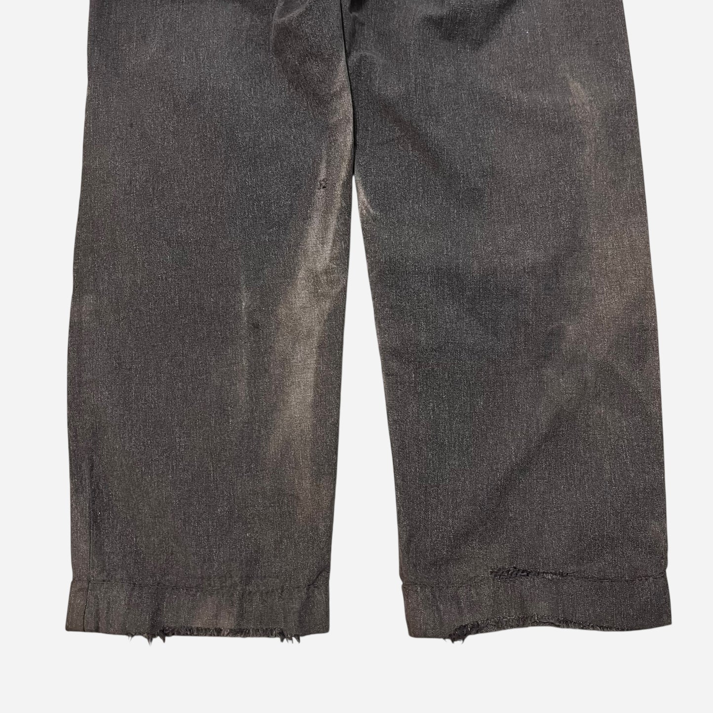 1950s Power House heavily repaired salt & pepper cotton sail cloth work pants (33w)