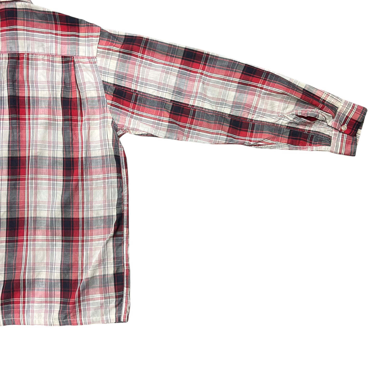 1950s Dee Cee red plaid cotton loop collar shirt (L)