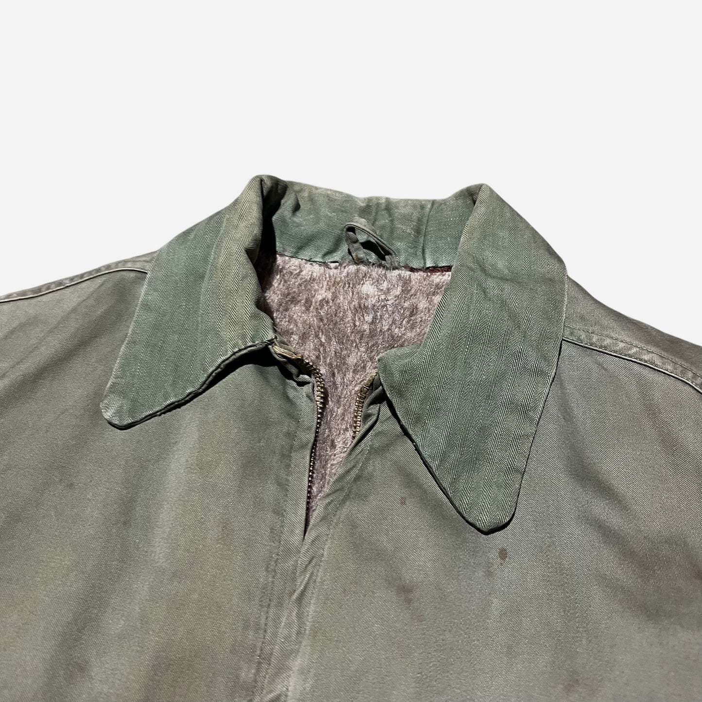 1940s Private purchase green hbt collar alpaca lined jacket (S/M)