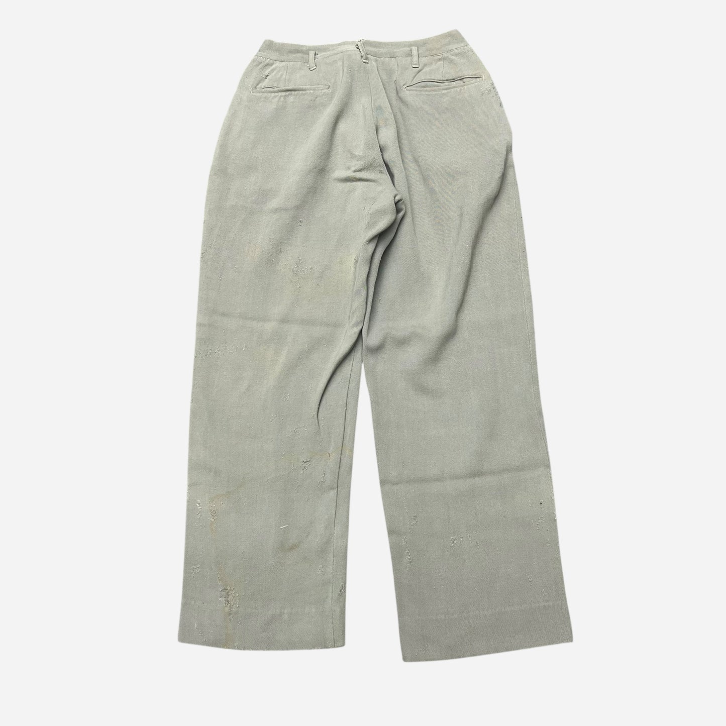 1940s Gray pleated whipcord work pants (28w)