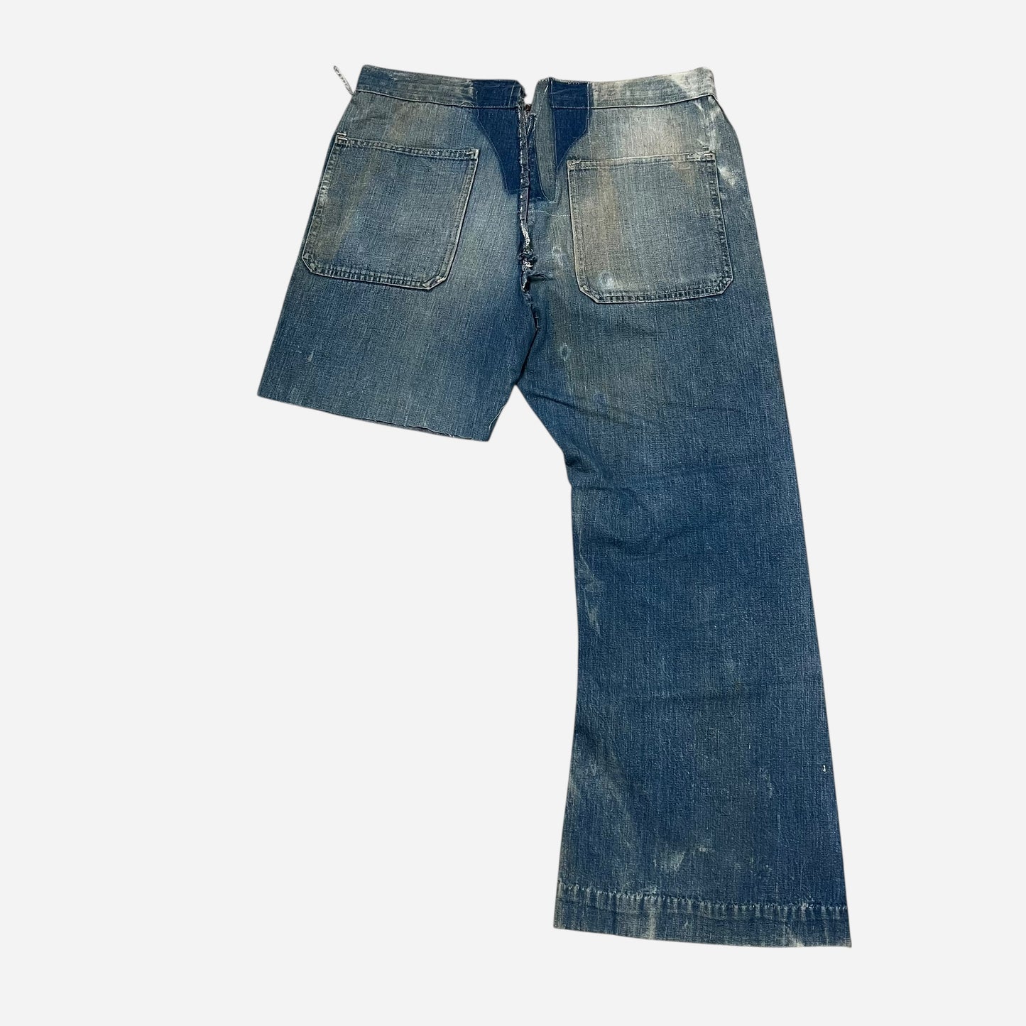 1940s Civilian purchase shipyard worker USN enlisted fatigue pocket lace back flared denim (33w)