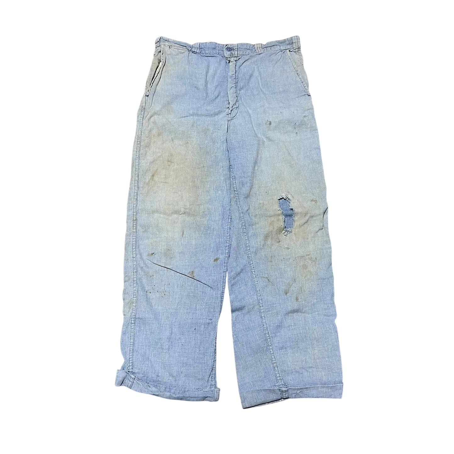1950s Blue pin check cotton work pants (32w)