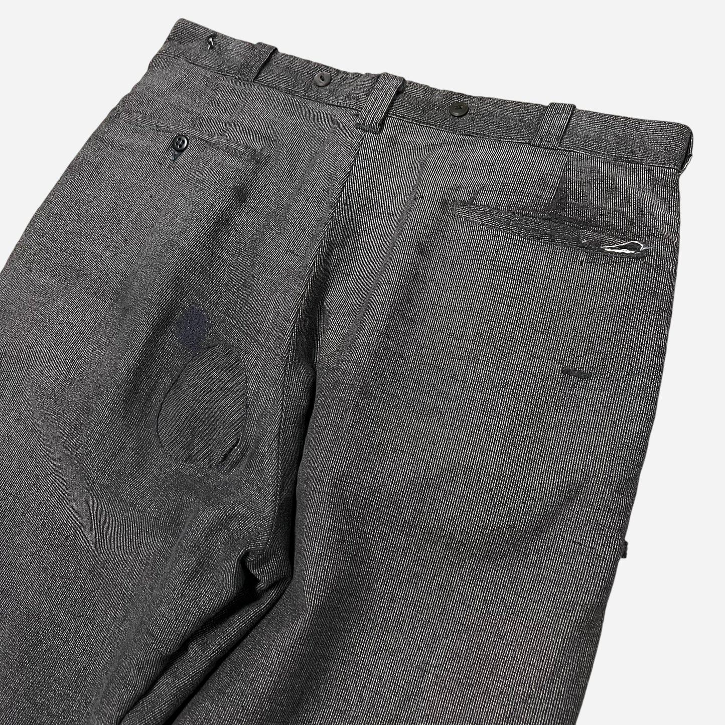 1940s Stifel moleskin salt and pepper repaired work pants (33w)