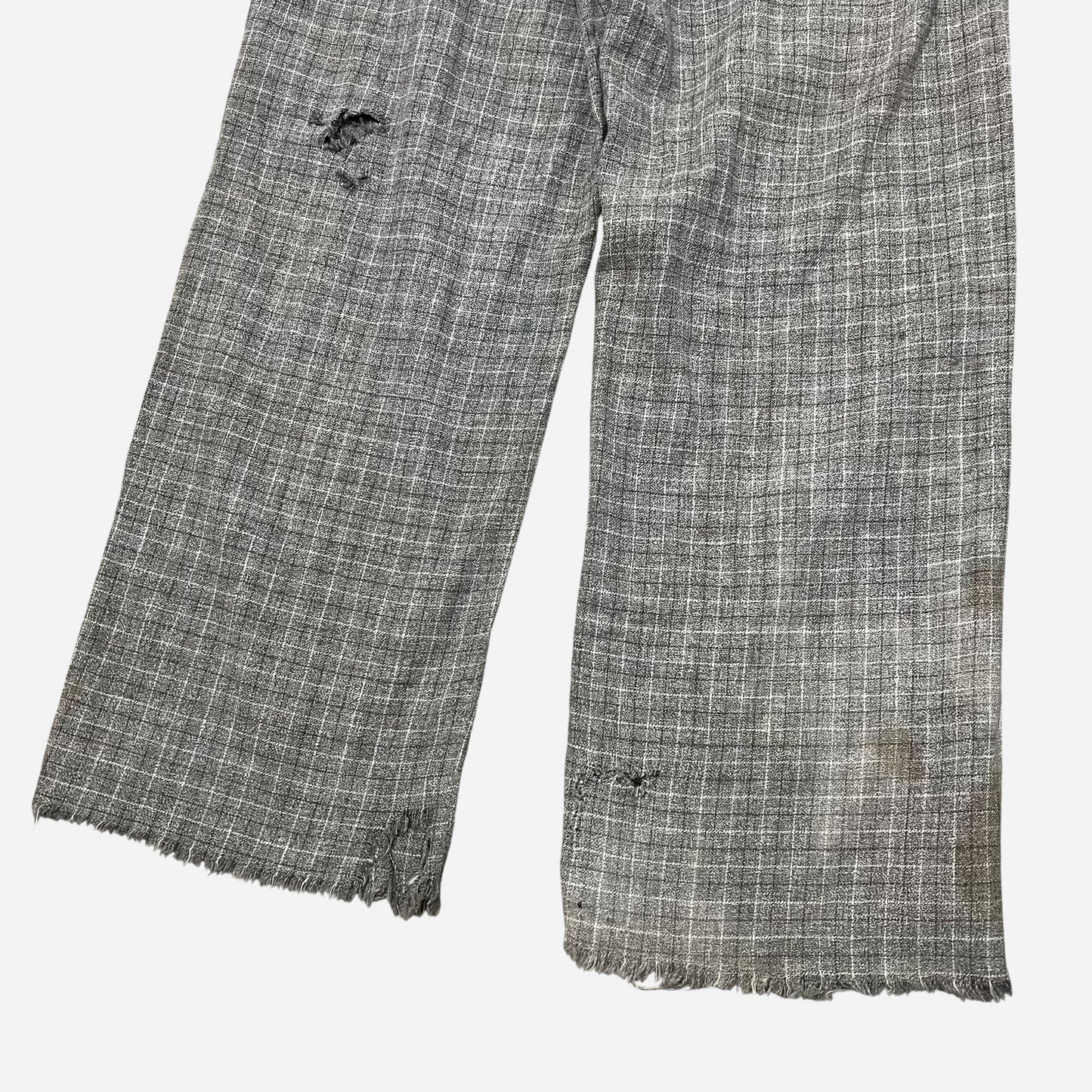 1930s Gray cotton check plaid button fly pants (30w)