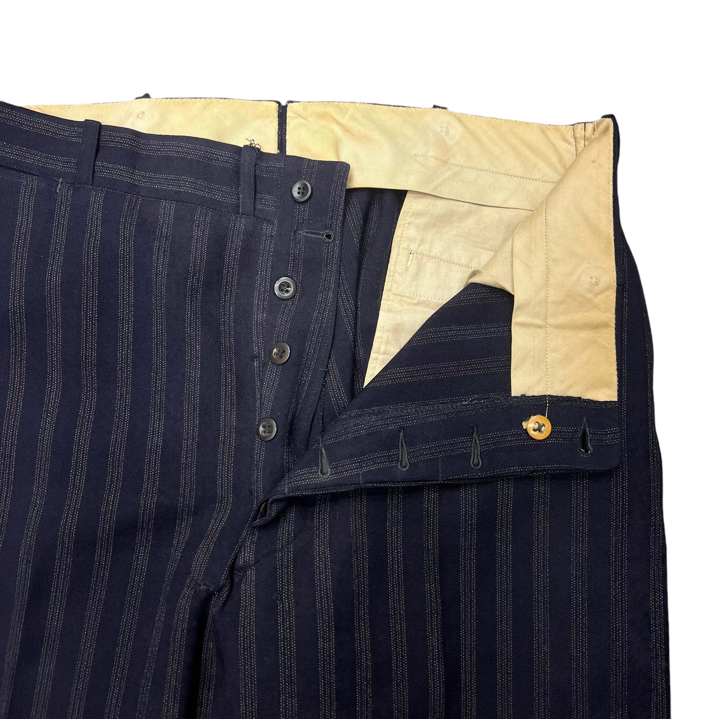 1910s 1920s Two piece pinstripe navy suit (42/ML)