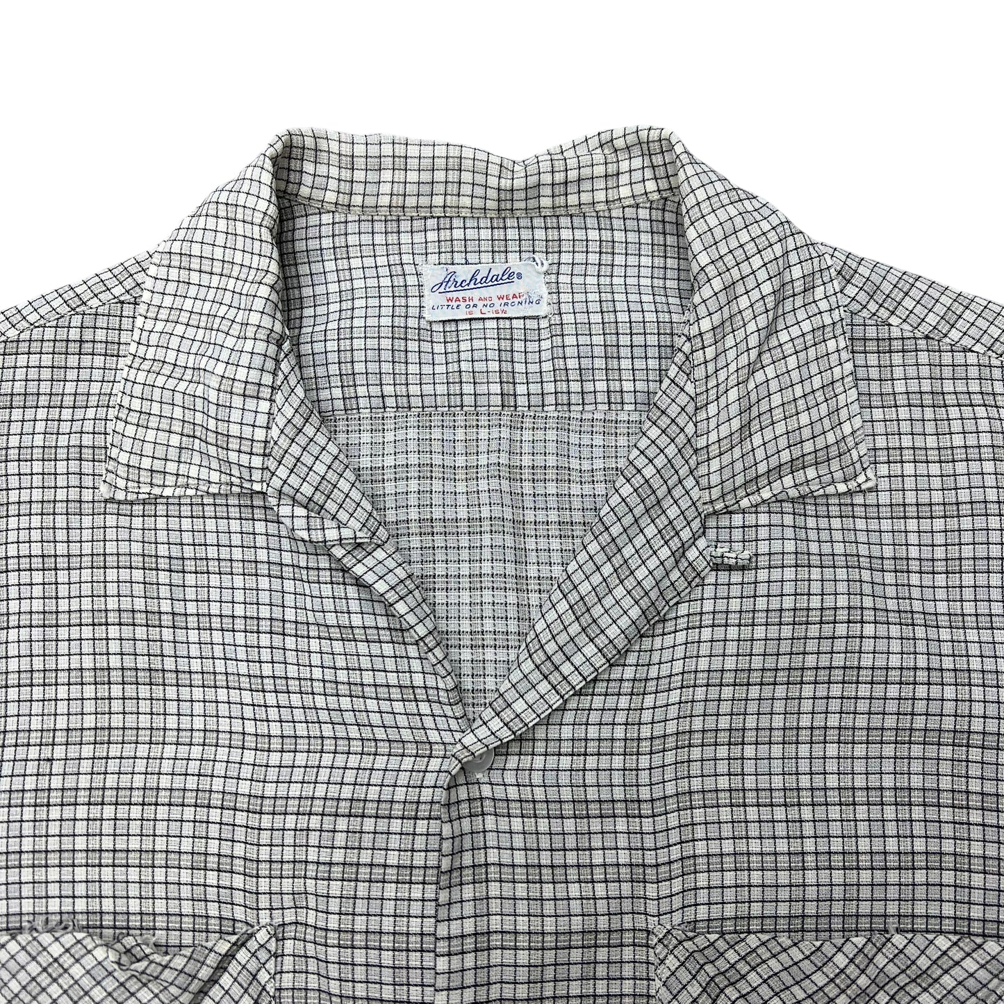 1960s Archdale grid pattern cotton loop collar shirt (L)