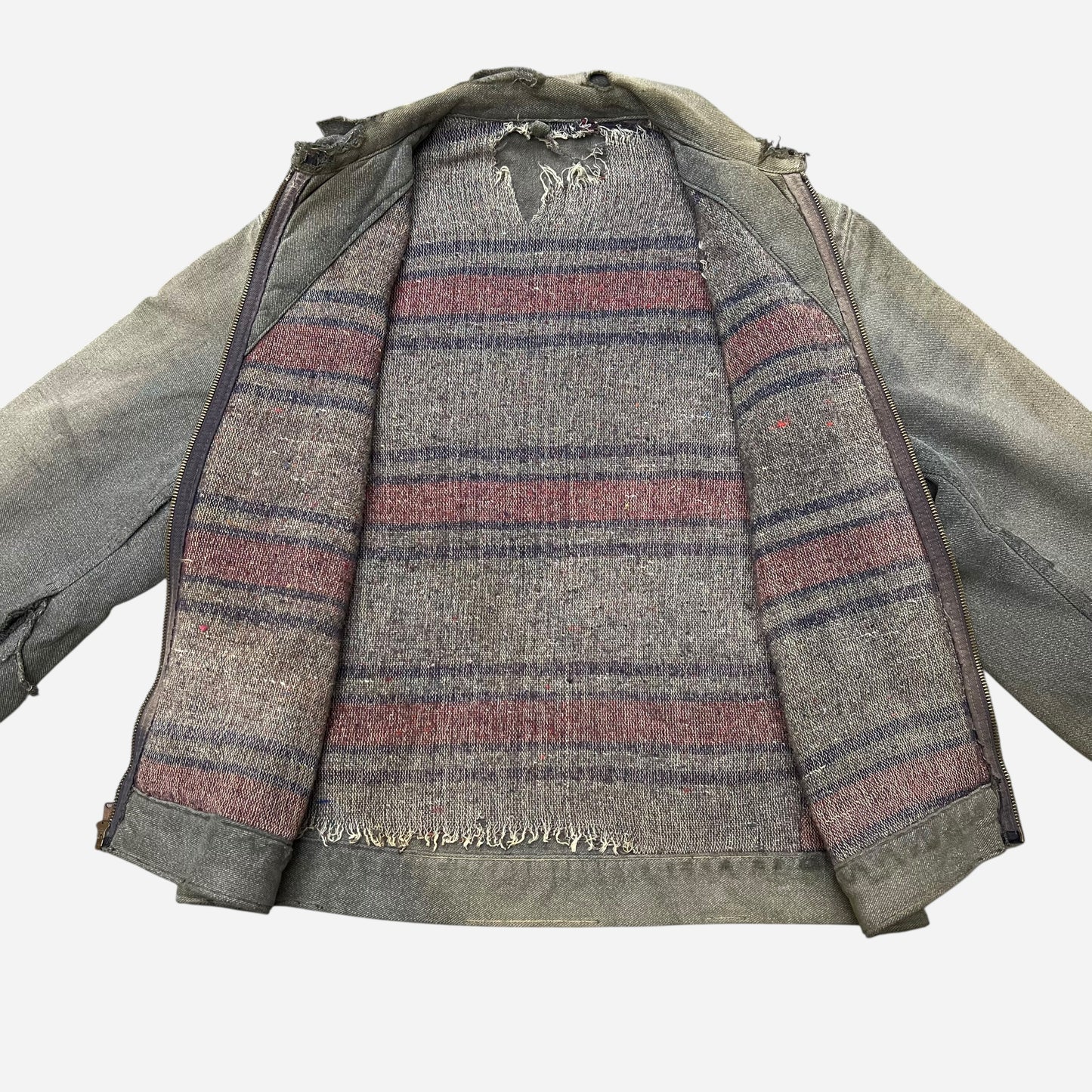 1940s 1950s Cotton salt & pepper distressed work jacket (L/XL)