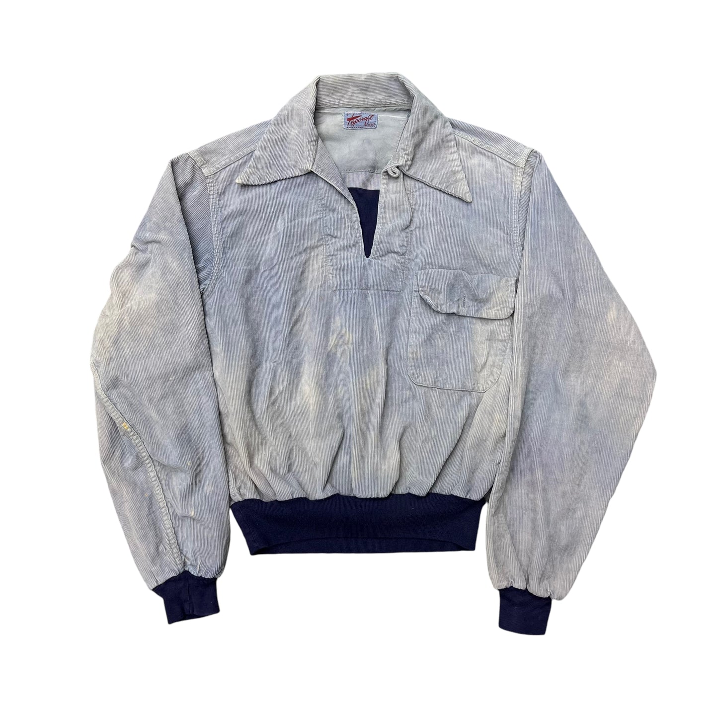 1950s Topcraft overdyed corduroy guancho loop collar shirt (XS-S)