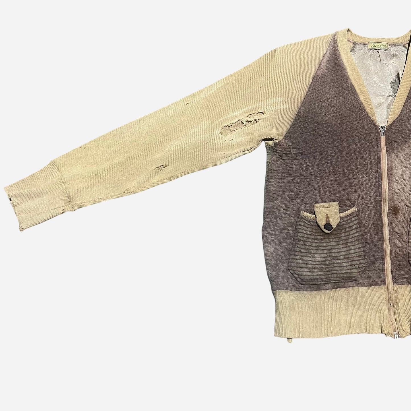 1930s Sun faded cotton zip up cardigan (S/M)
