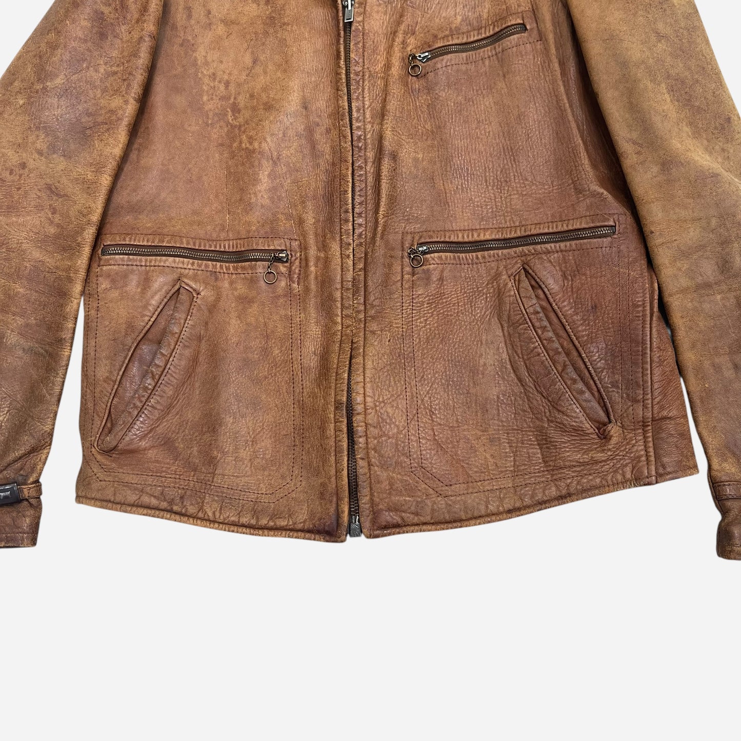 1940s Brown leather jacket belt back (M)