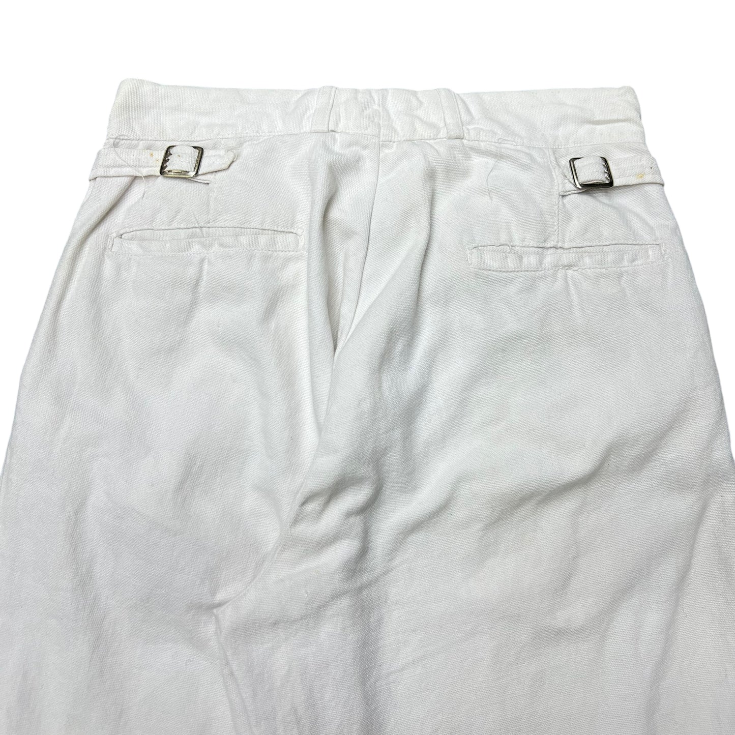 1930s White cotton pleated side clasp pants (26w)