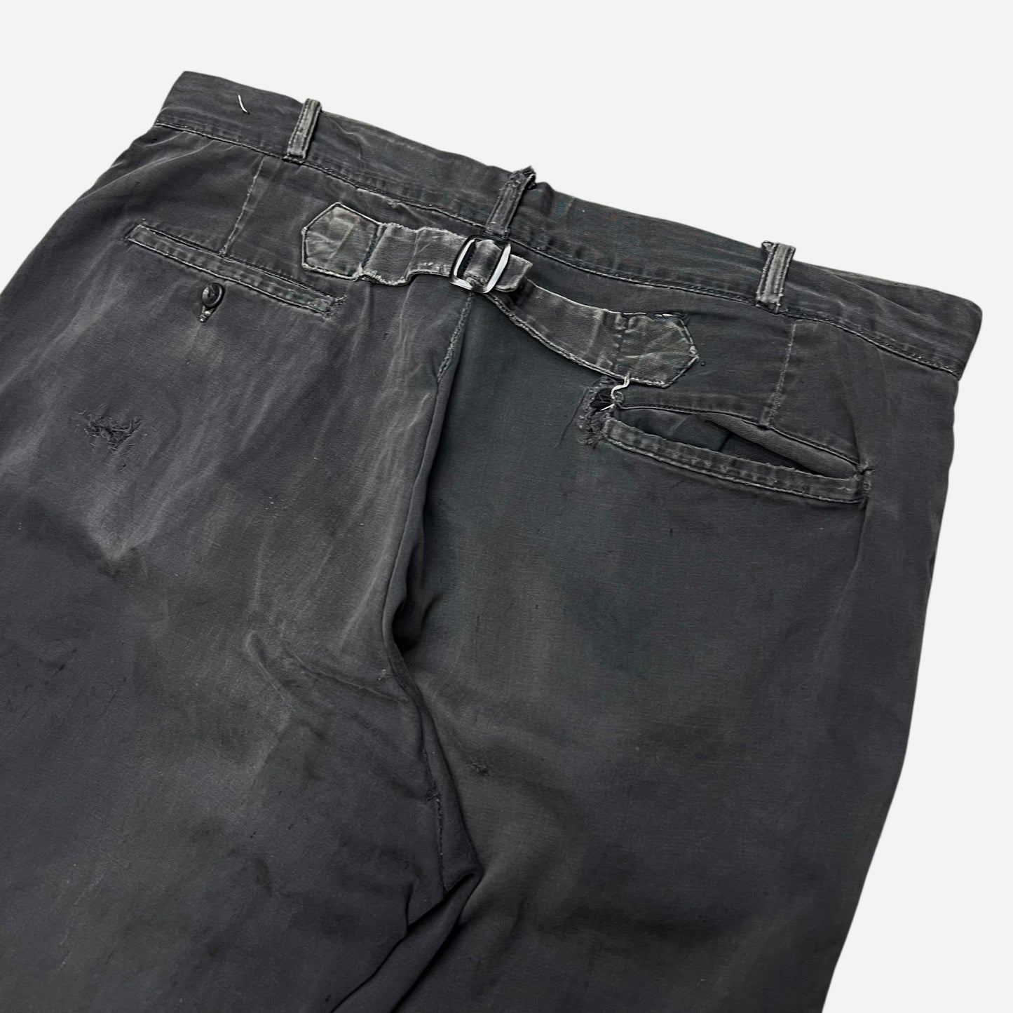 1950s Black cotton buckle back work pants (34w)