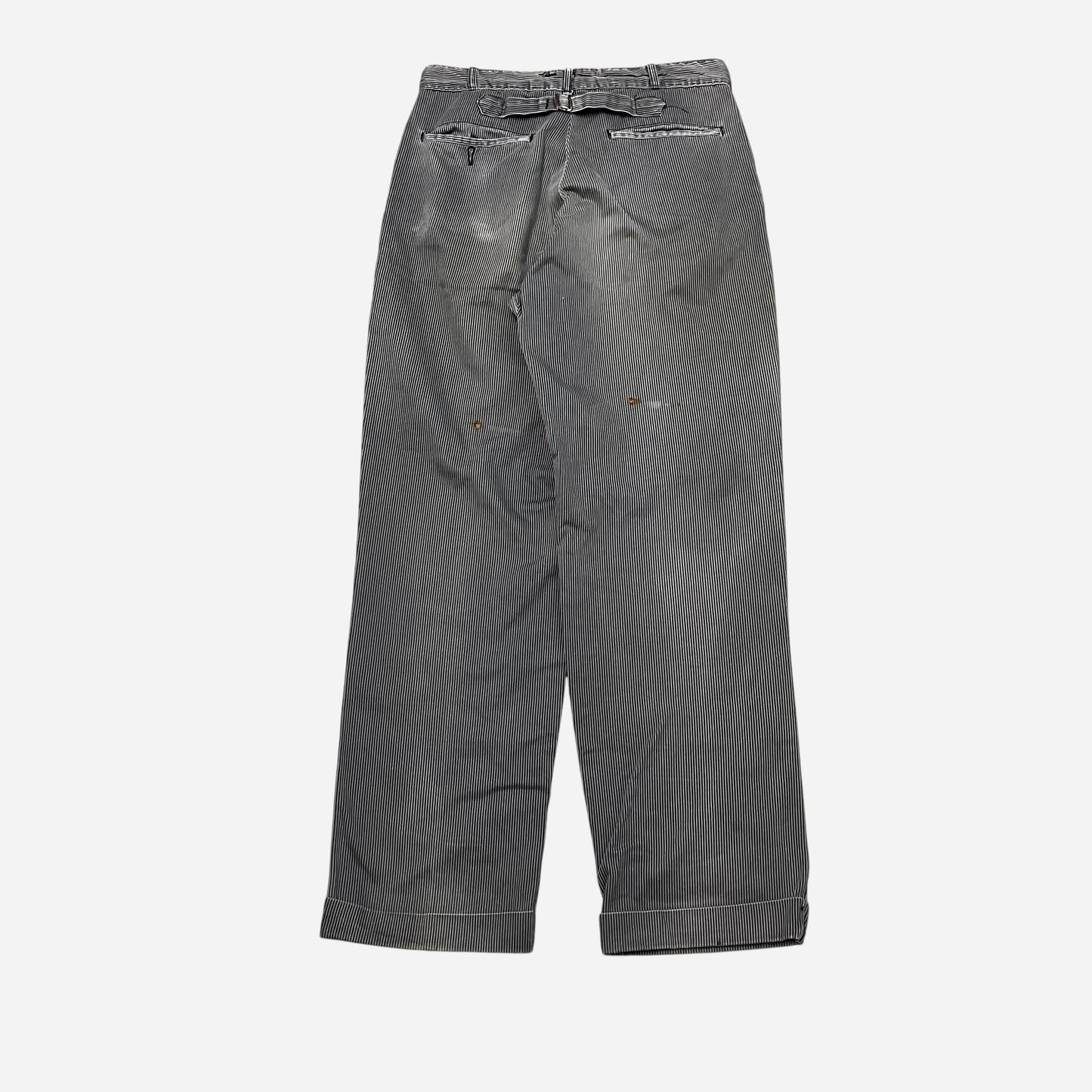 1950s Gray striped buckle back cotton pants (29w)