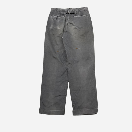 1950s Gray striped buckle back cotton pants (29w)