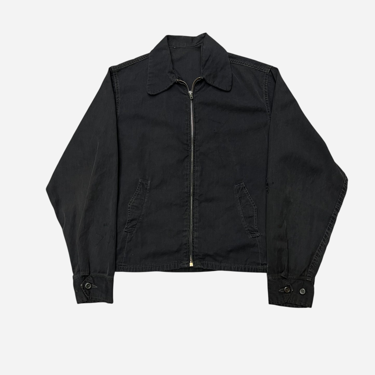 1950s Black cotton light weight boxy jacket (S/M)