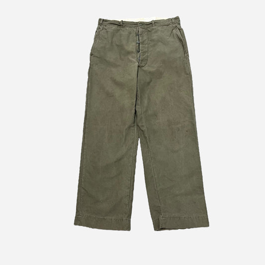 1940s Green button fly cotton work pants (32w)