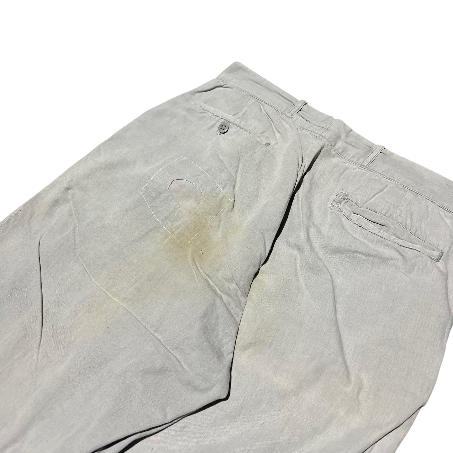 1950s Gray button fly chino work pants light cotton (30w)