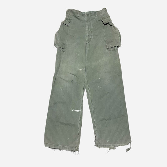 1950s Green HBT cargo pocket military pants (28w)