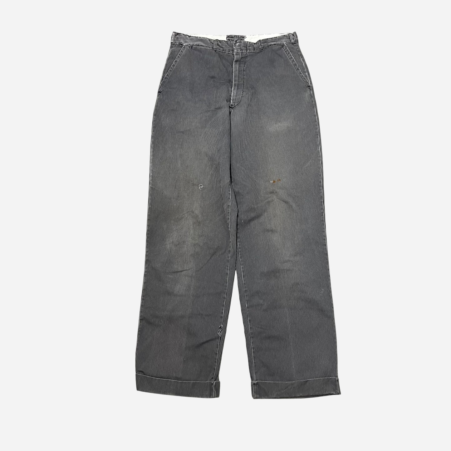 1950s Gray striped buckle back cotton pants (29w)