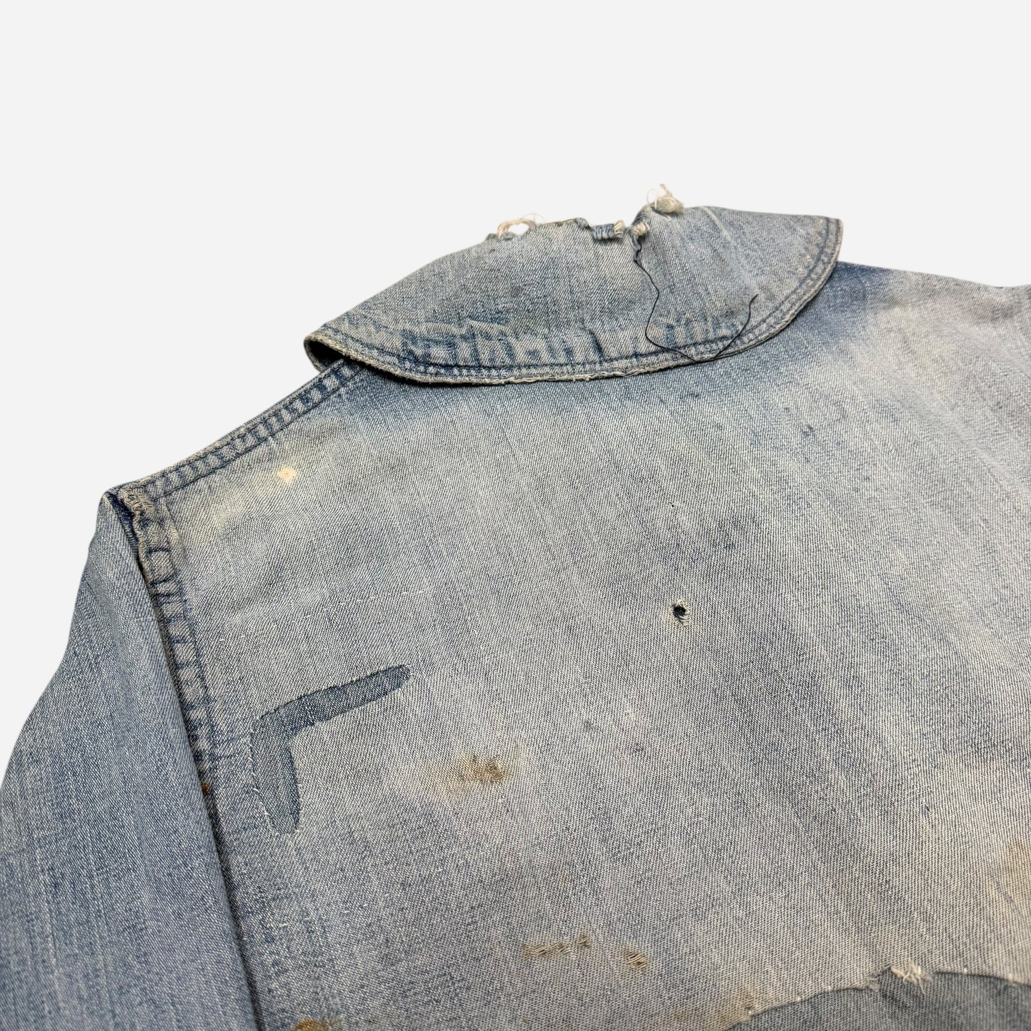1940s USN denim shawl collar zinc button jacket (M)