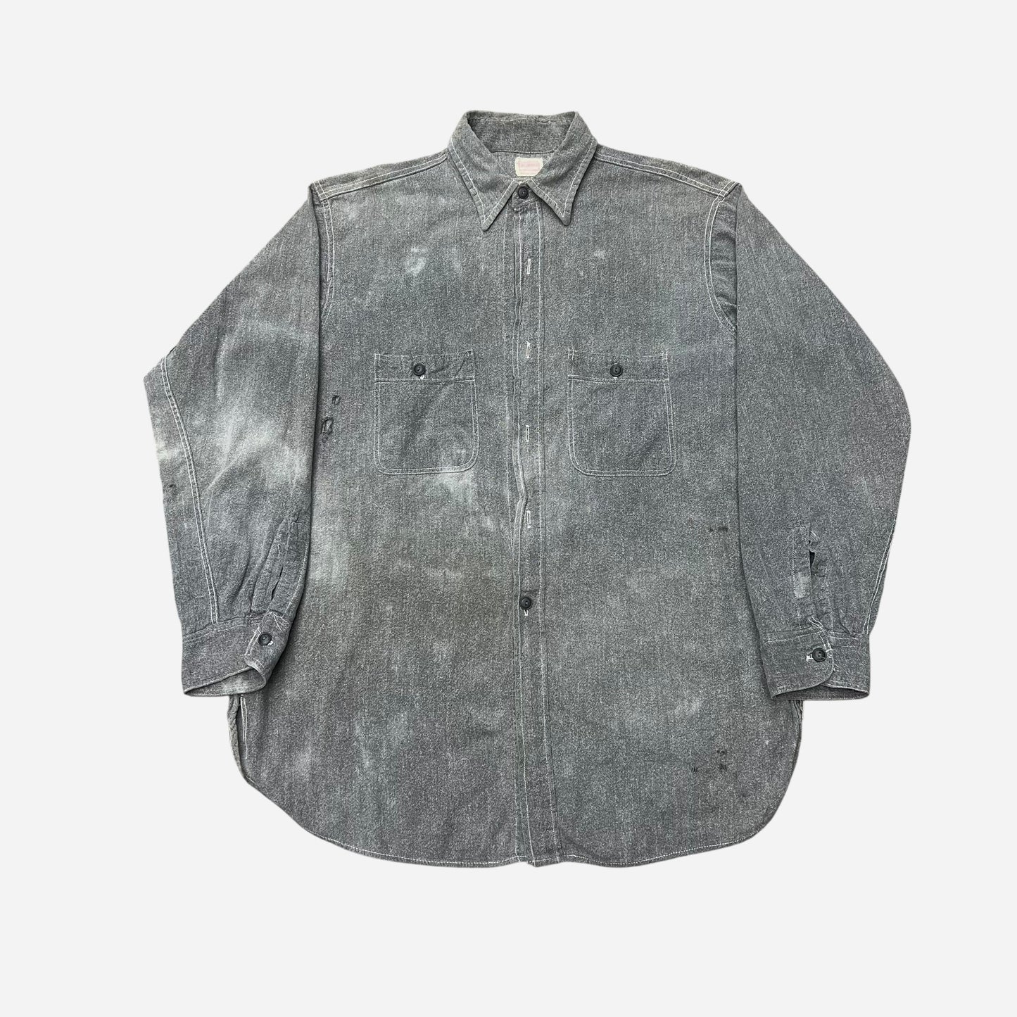 1950s Salt & pepper chambray work shirt (L/XL)