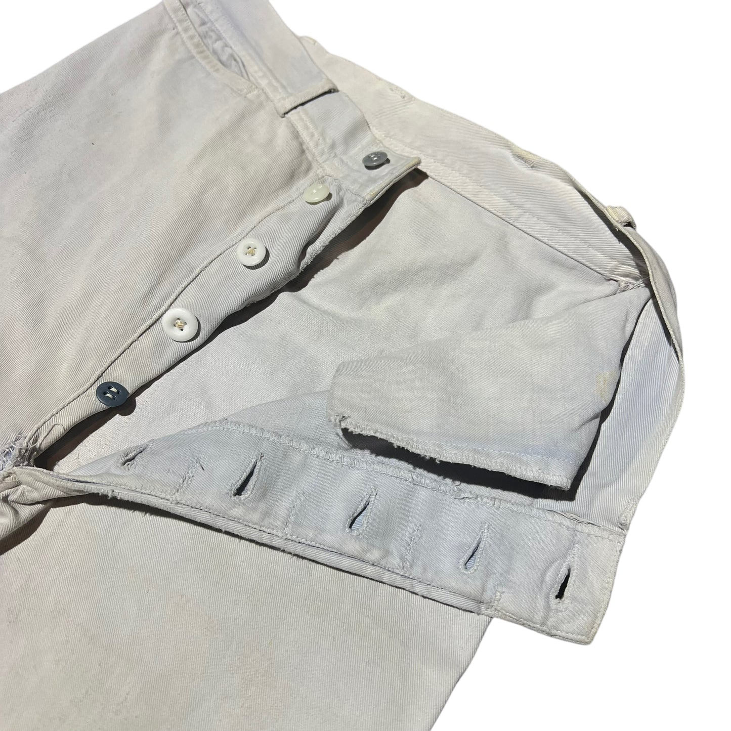 1930s USN Pre War slant pocket flared sailor pants light blue sunfaded white (27w)