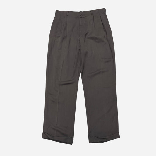 1940s 1950s Chocolate brown rayon pleated pants (33w)