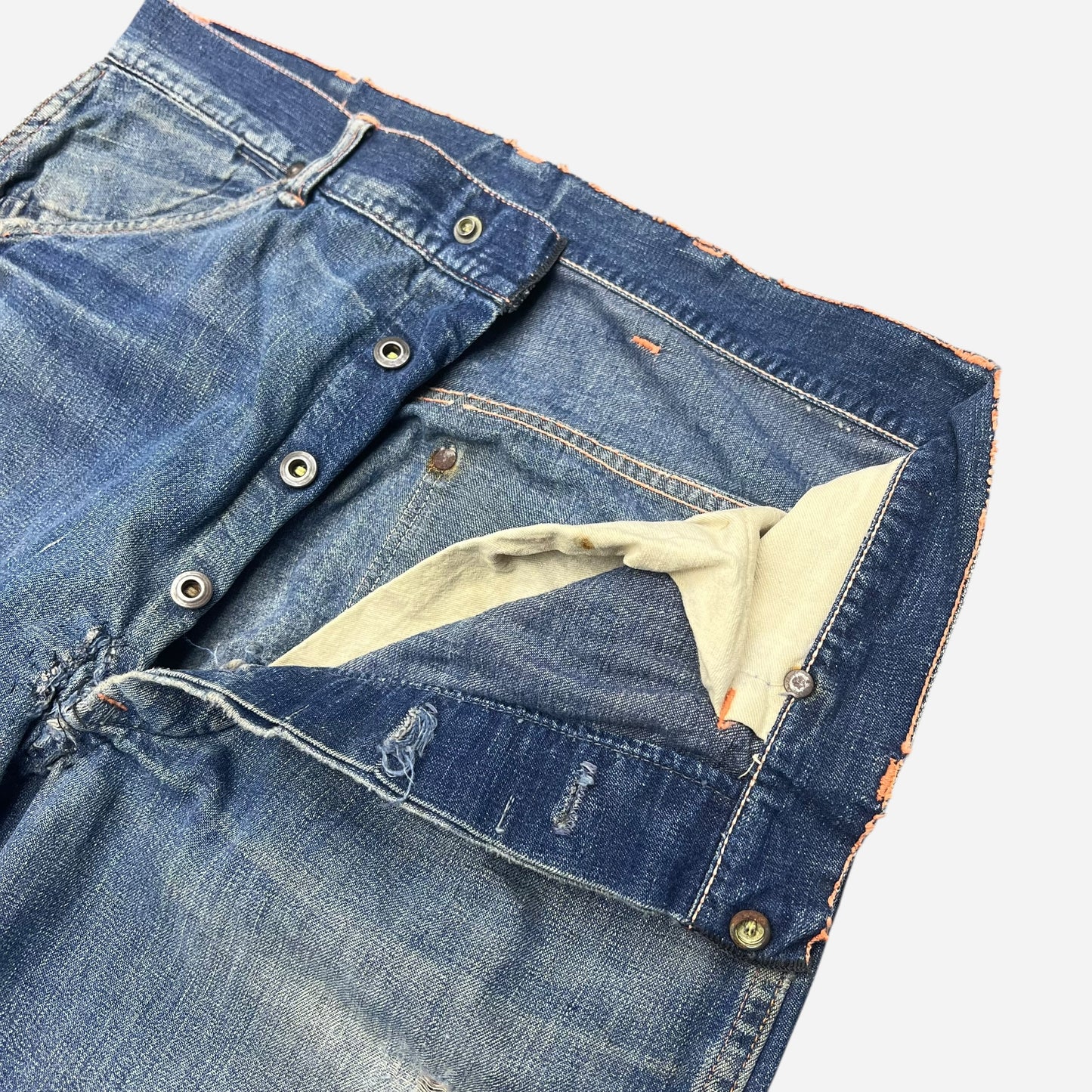 1940s Unbranded donut button fly carpenter denim jeans (32w)
