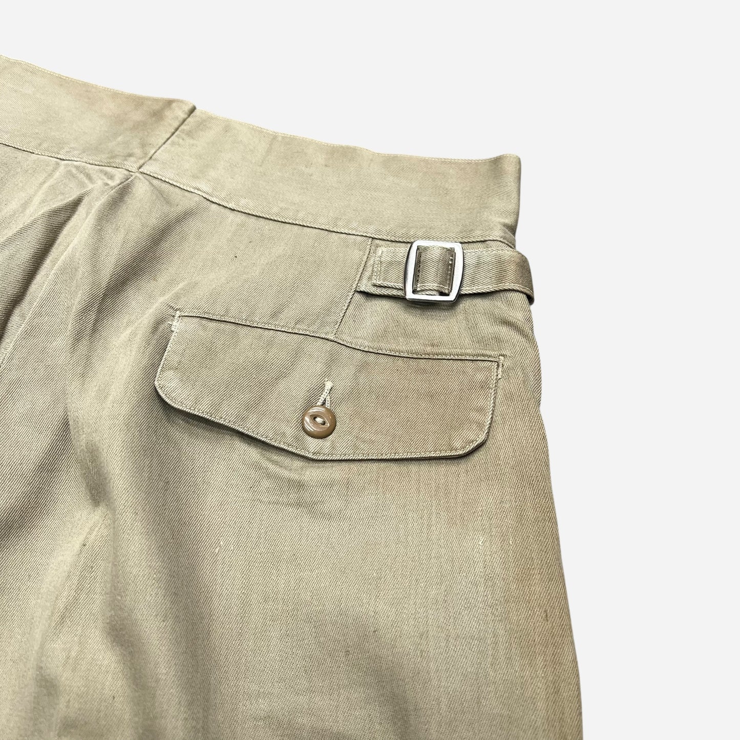 1940s WWII USN side clasp pleated khaki chino shorts (27w)