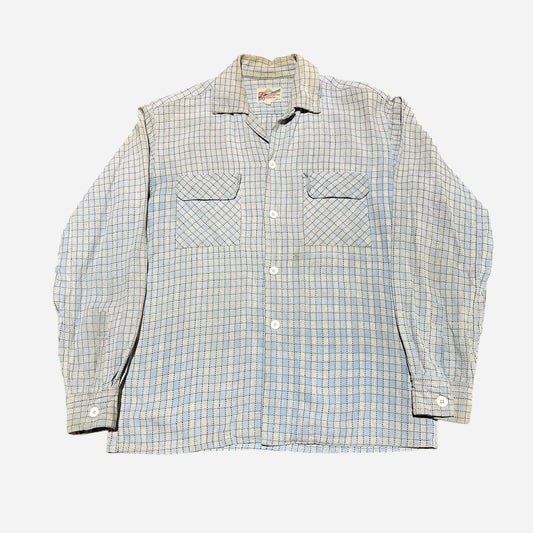 1940s Light blue cotton loop collar shirt Japanese souvenir (M)