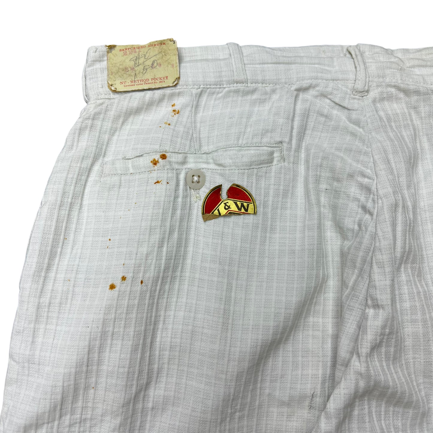 1930s 1940s N&W white cotton grid plaid pants (33w)