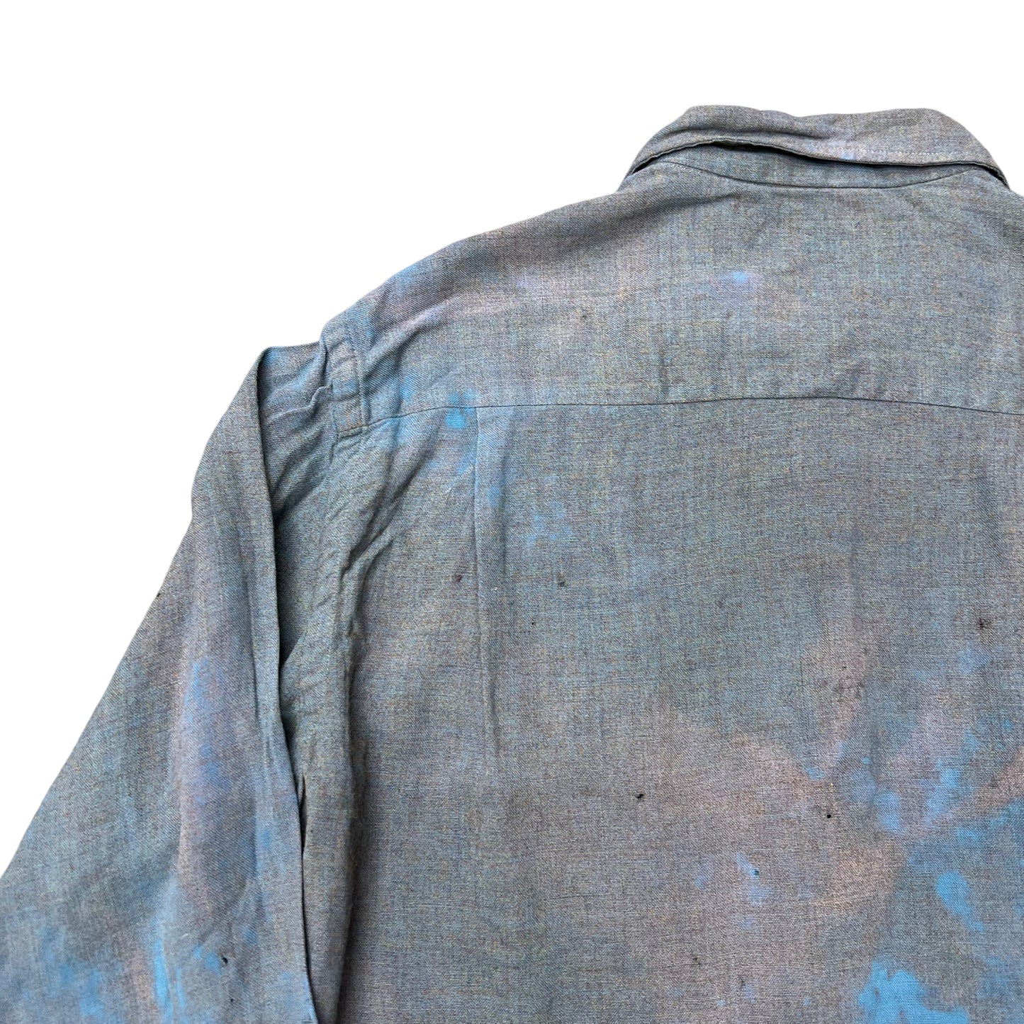 1960s Marlboro blue faded rayon loop collar shirt (M)