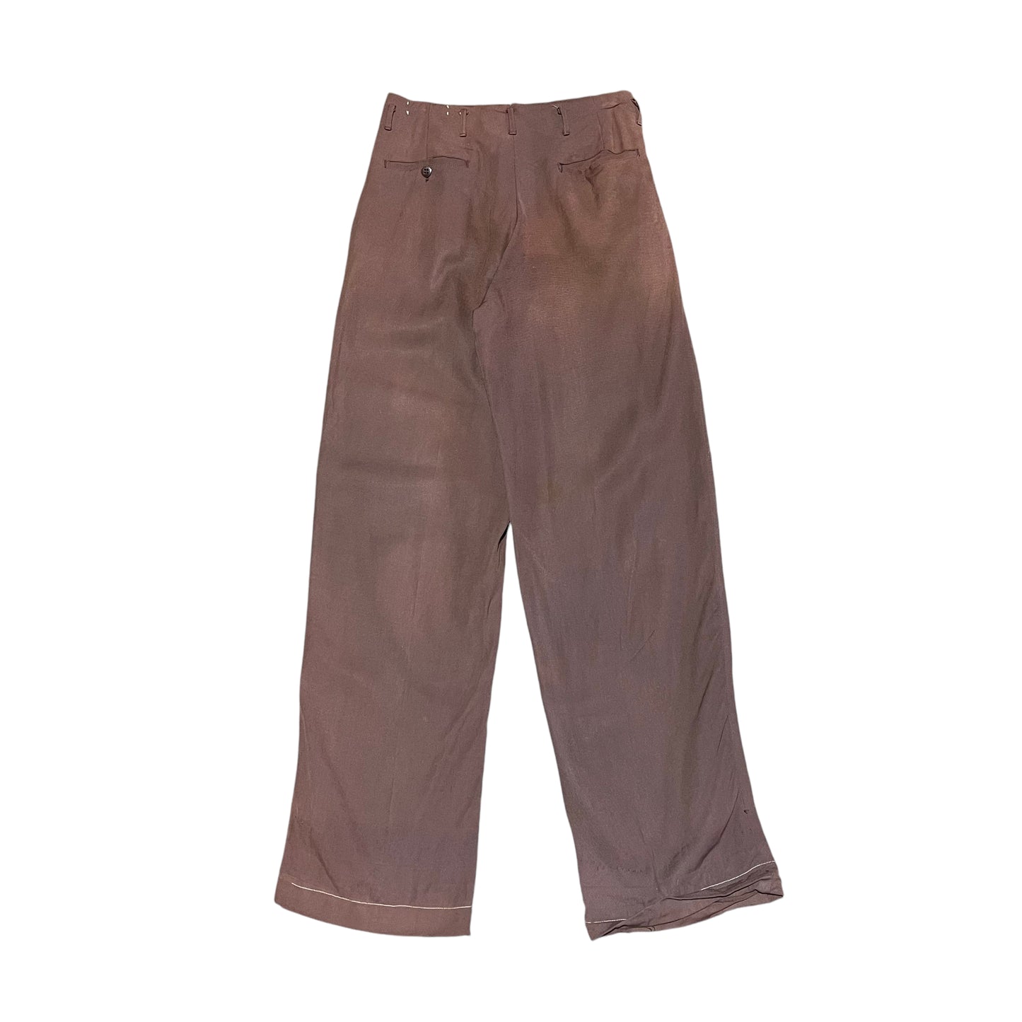 1950s Fruit of the loom brown gabardine pleated pants trousers (27w)