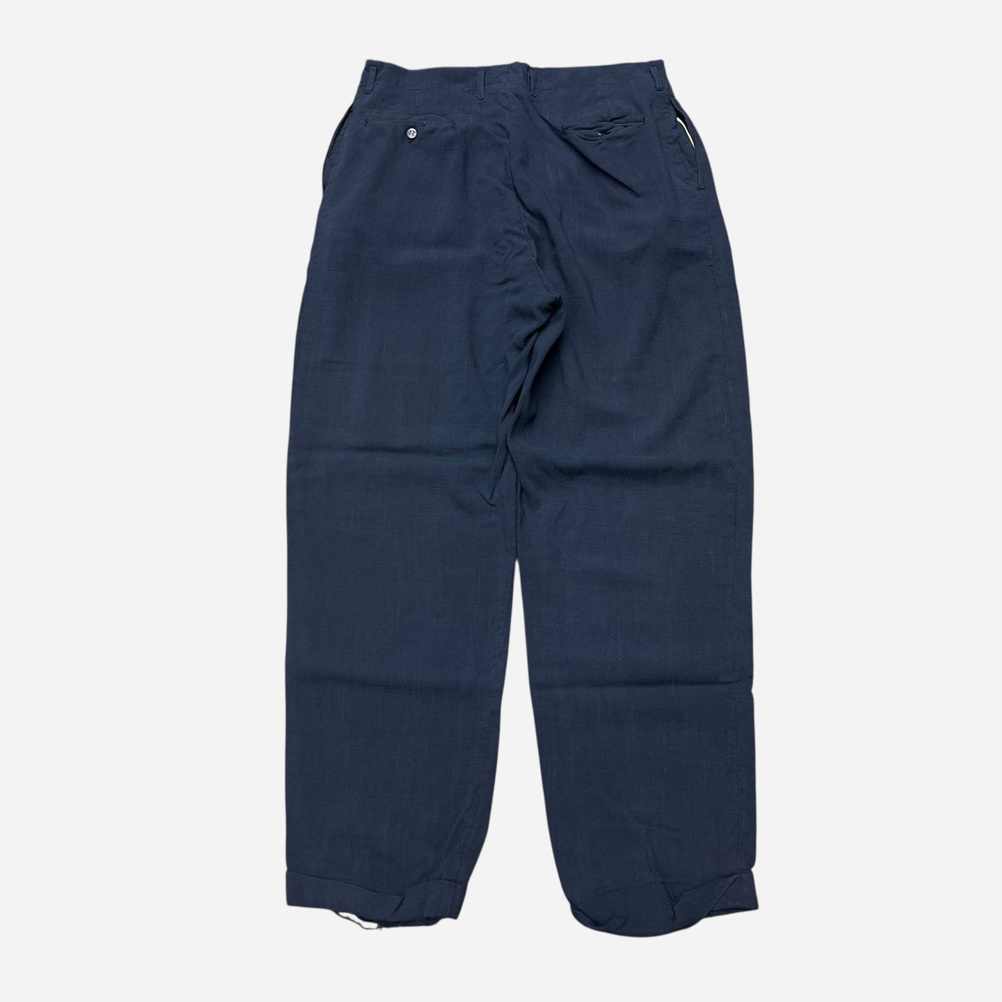 1950s Navy blue linen pleated pants (33w)