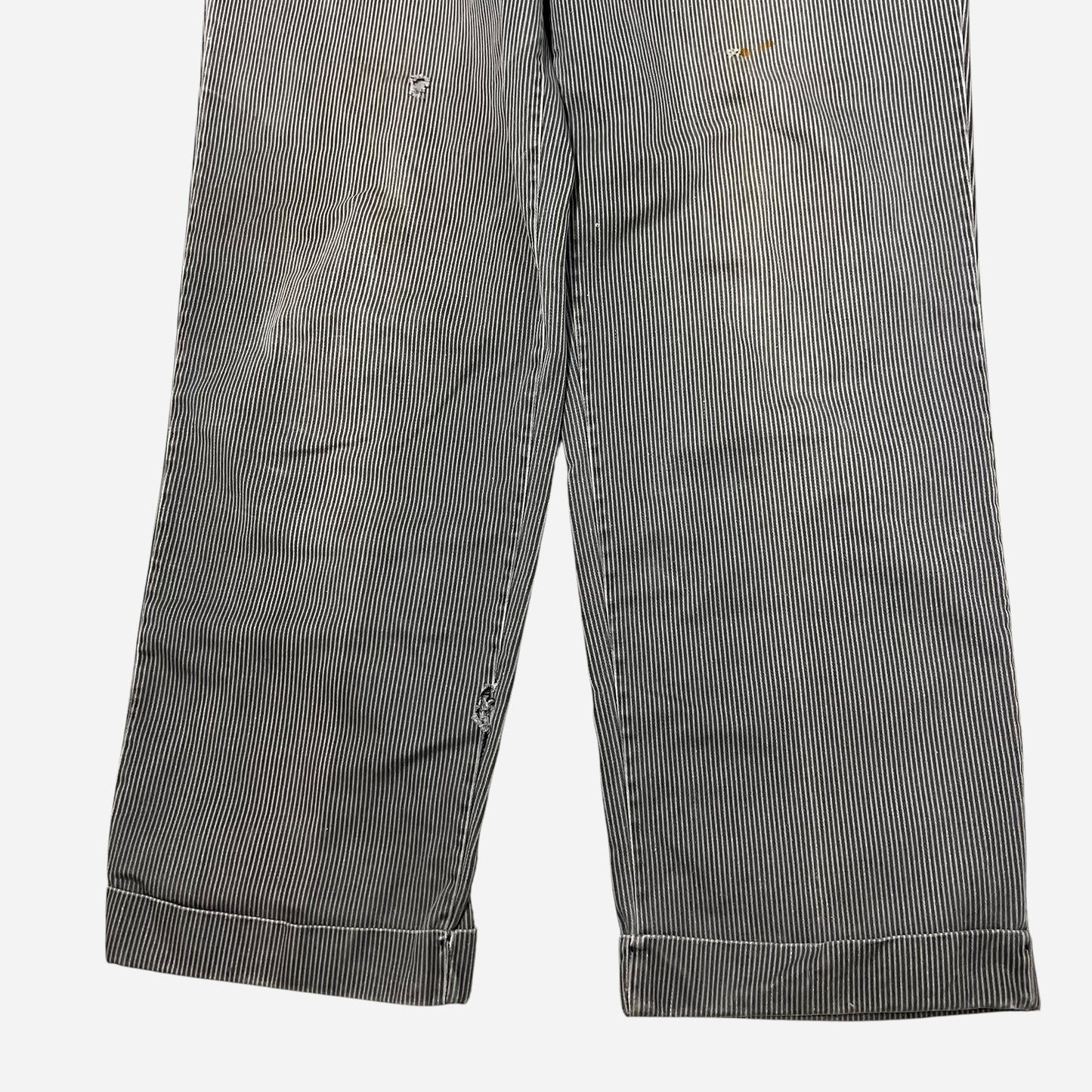 1950s Gray striped buckle back cotton pants (29w)