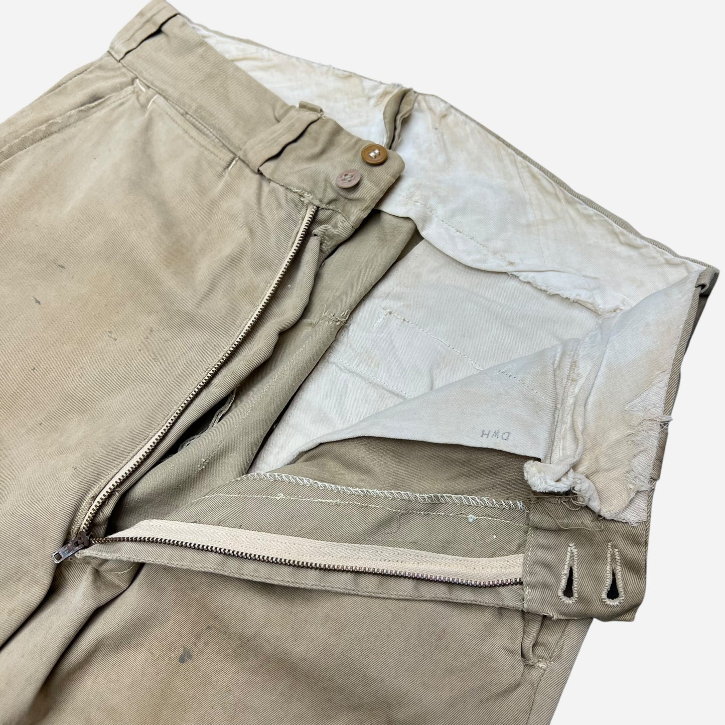 1940s Double button wide leg khaki chino pants (30w)