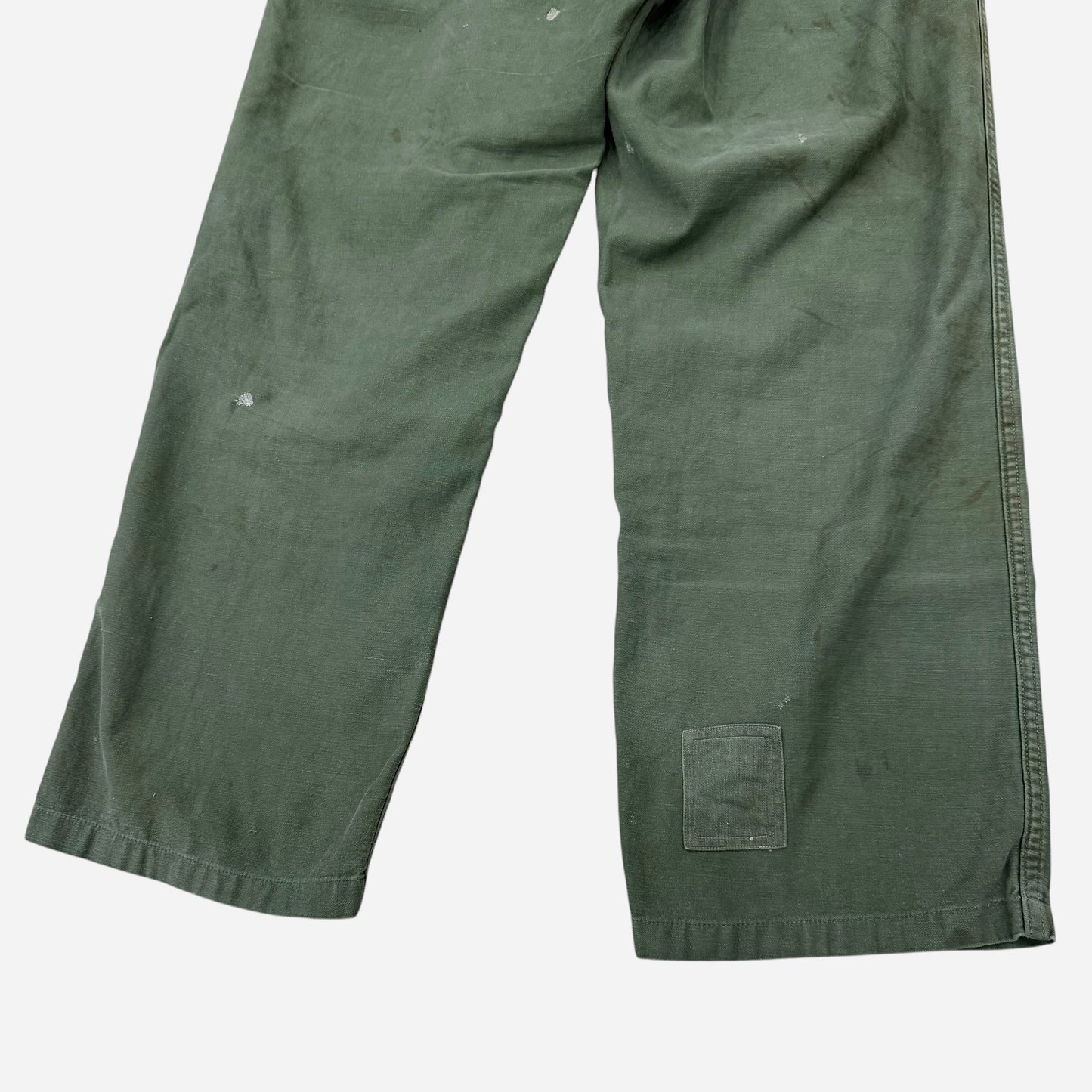 1960s Sun faded & repaired OG 107 US army fatigue pocket pants (35w)