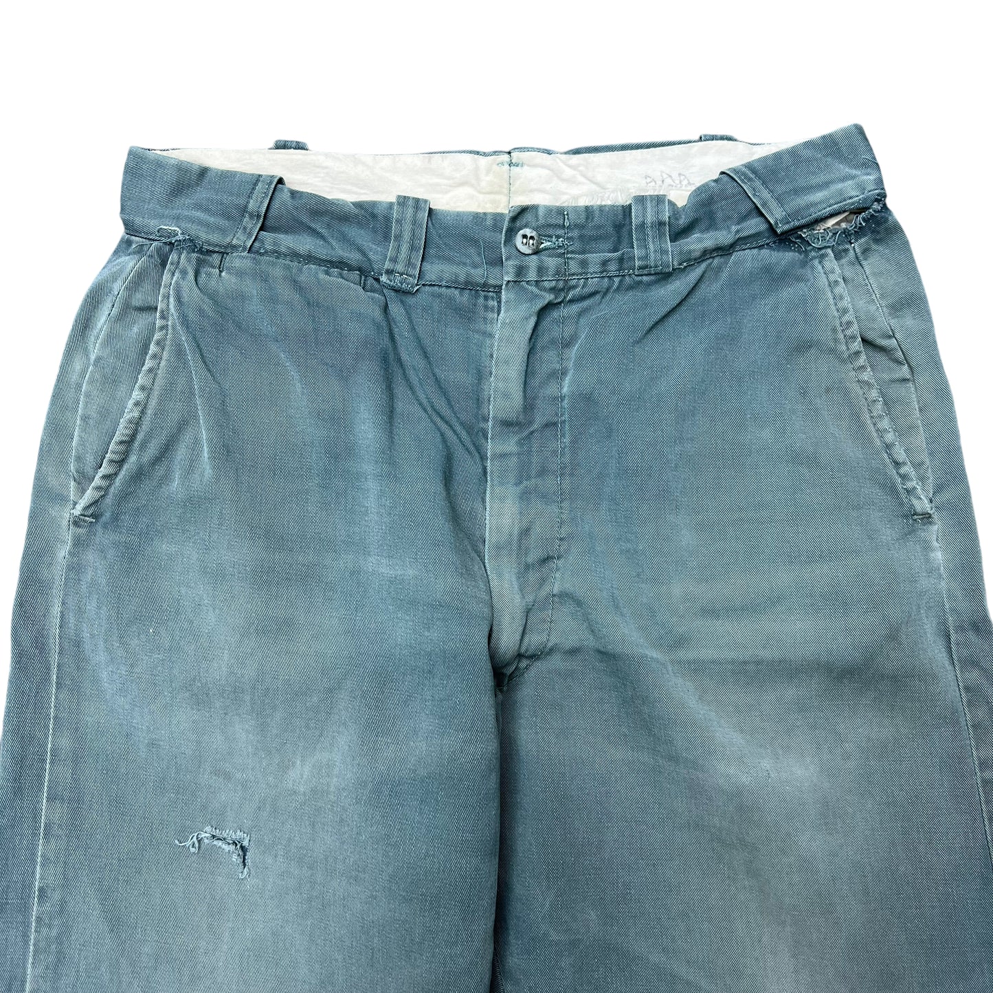 1950s Distressed green sail cloth chino work pants (32w)