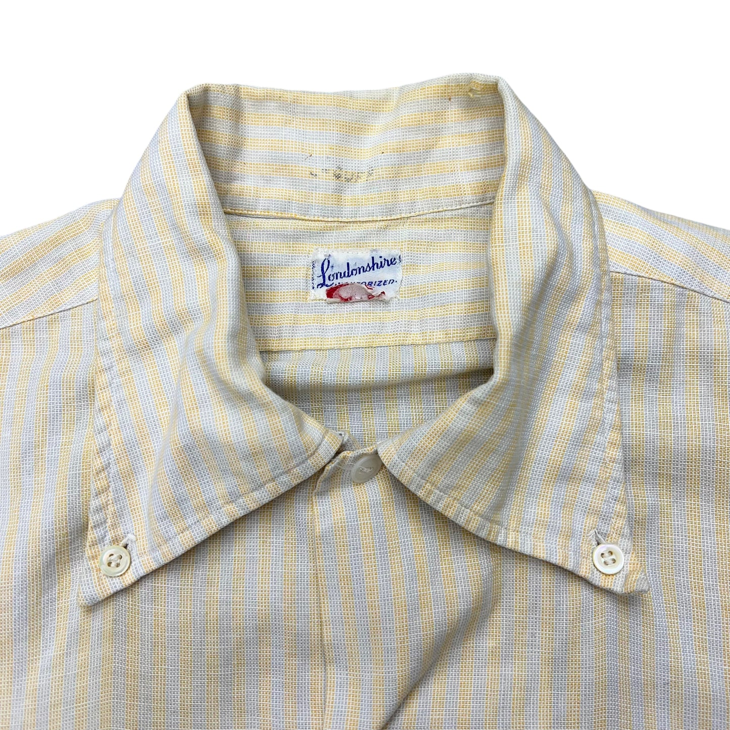 1940s Yellow striped button down collared shirt (M)
