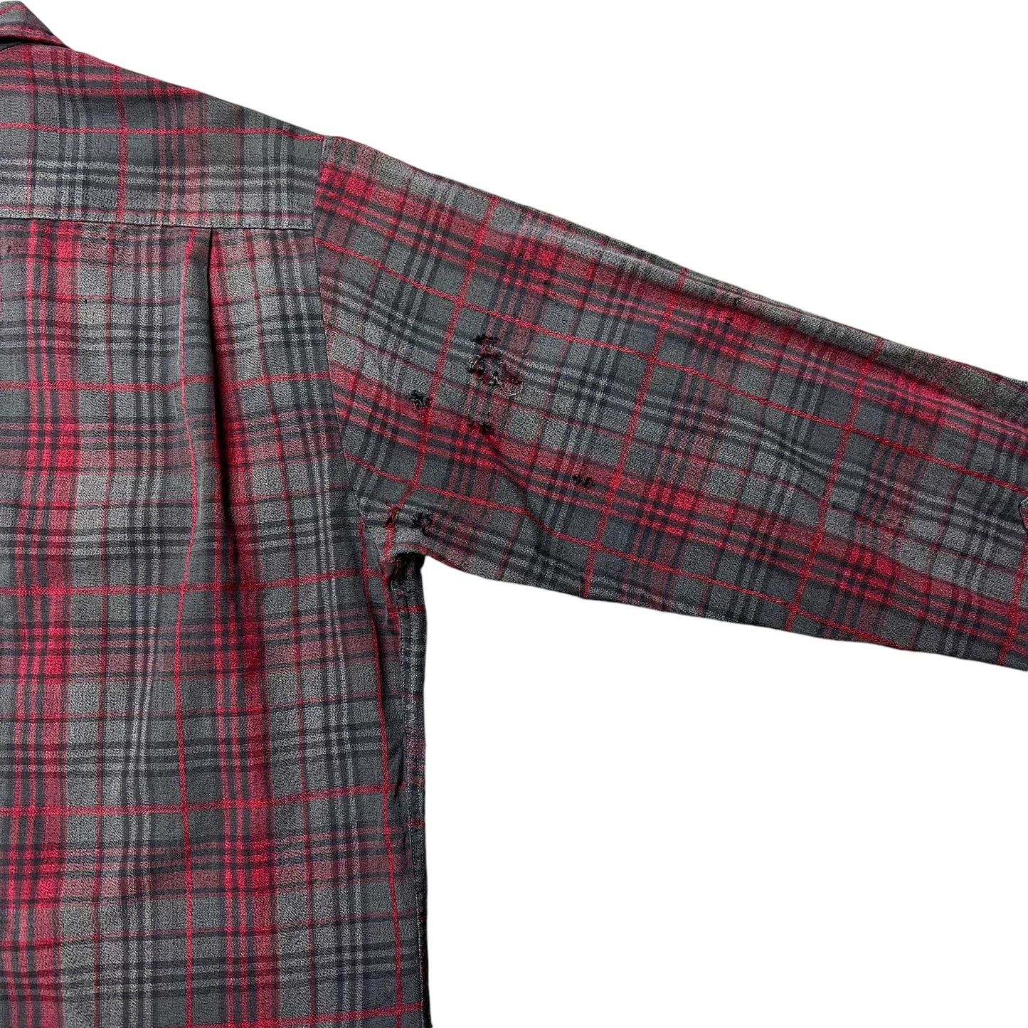 1950s Cotton plaid loop collar flannel shirt (S)