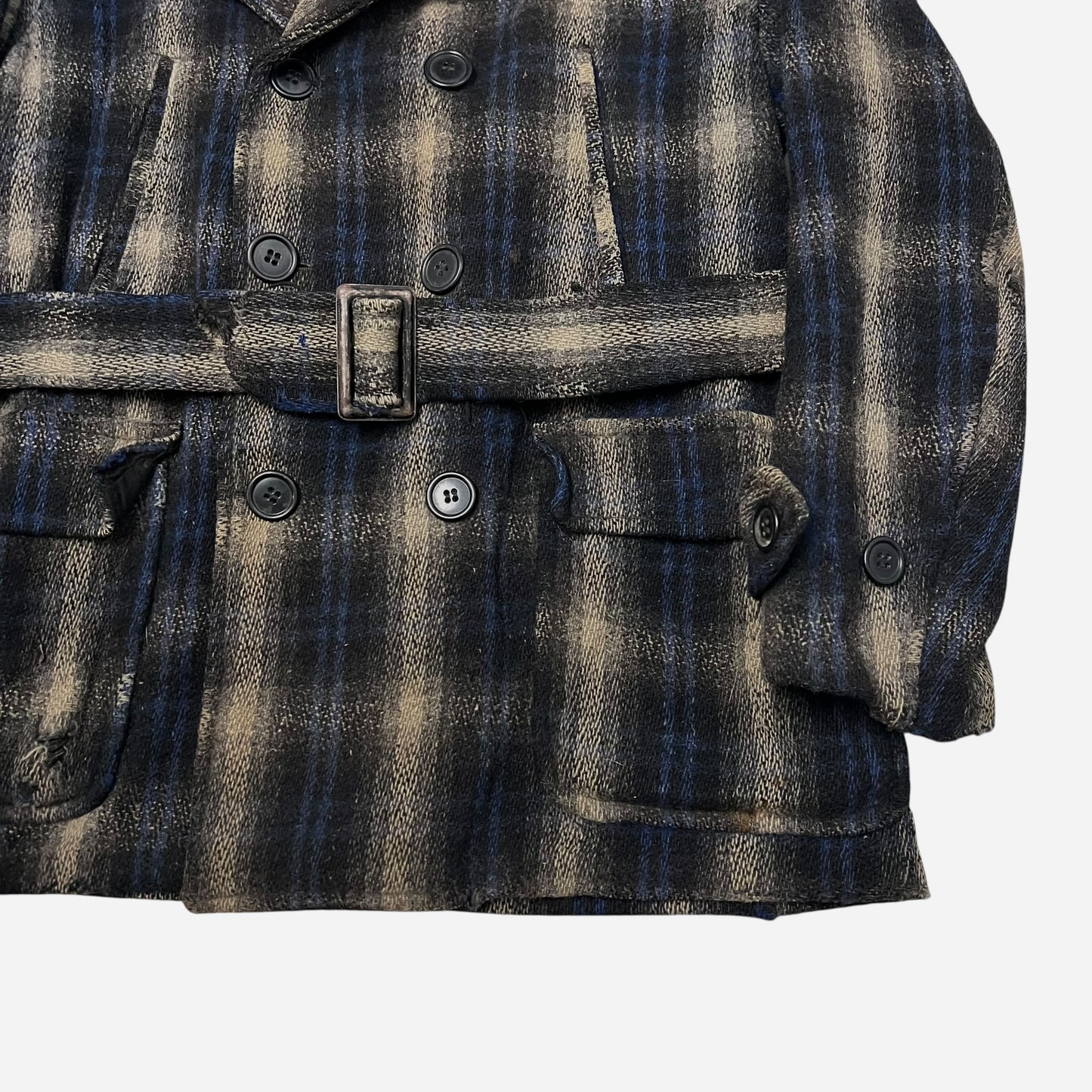 1940s Wearwell double breasted belted mackinaw wool coat (L)