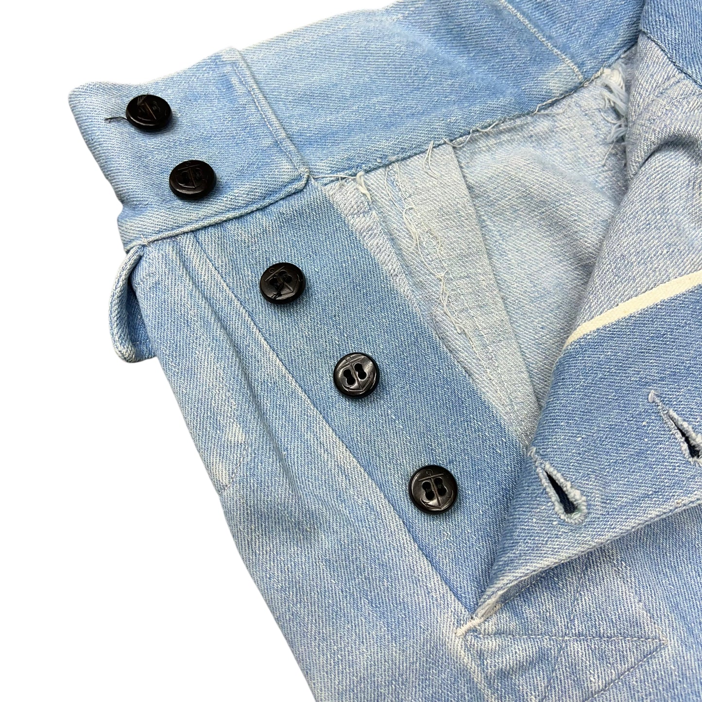 1940s 1950s Women’s Light blue selvedge denim flared sailor jeans (24w)